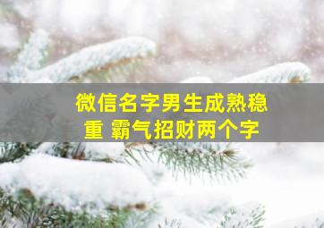 微信名字男生成熟稳重 霸气招财两个字